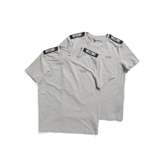 MOSCHINO Grey Men's 2pk Tees With Shoulder Taping